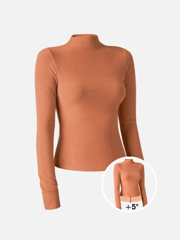 Eco-Mousse® Brushed Mock Neck Top-Hip Length