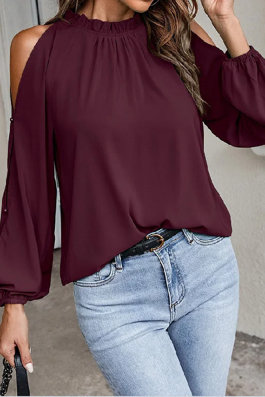 everything-and-more-pleated-cold-shoulder-top