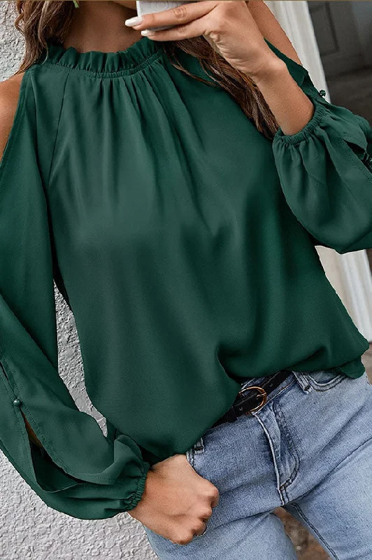 everything-and-more-pleated-cold-shoulder-top