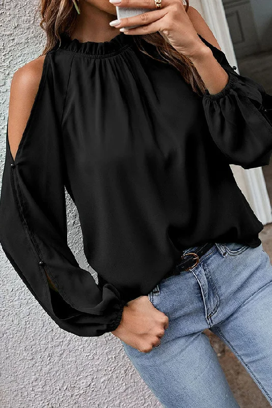 everything-and-more-pleated-cold-shoulder-top