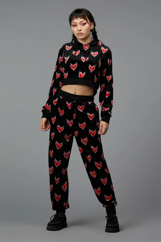 Flamin Hearts Velour Trackpant