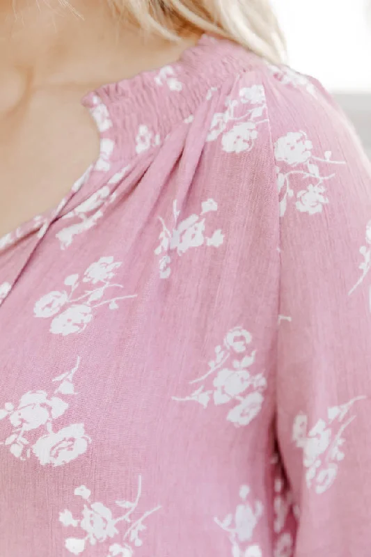 get-a-feeling-pink-floral-notched-neck-blouse