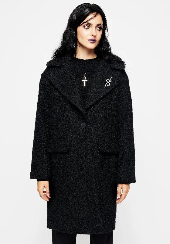 gorgon-boucle-oversized-coat-with-snake-brooch-in-black