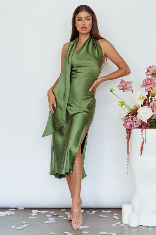 italian-summer-tie-neck-midi-dress-olive