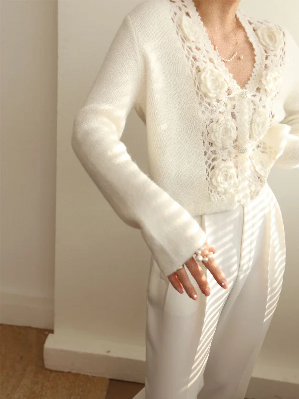 knit-floral-crocheted-hollow-v-neck-cardigan