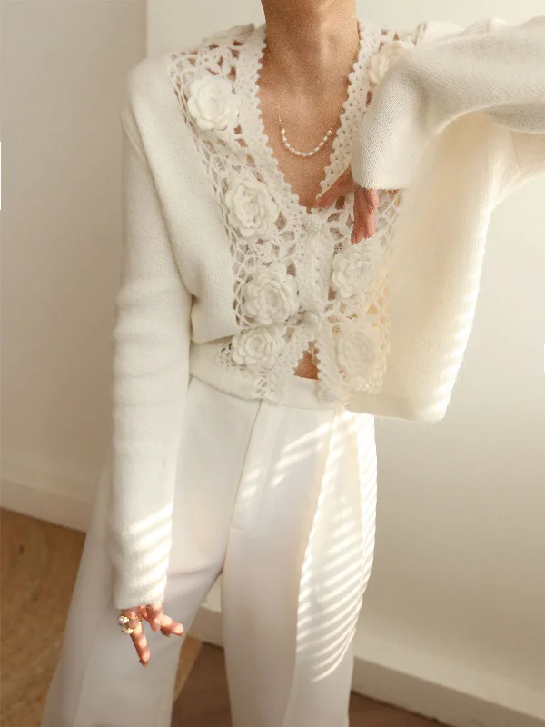 knit-floral-crocheted-hollow-v-neck-cardigan