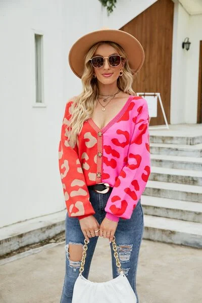 leopard-button-up-dropped-shoulder-cardigan