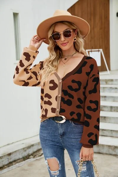 leopard-button-up-dropped-shoulder-cardigan