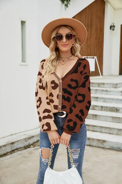 leopard-button-up-dropped-shoulder-cardigan