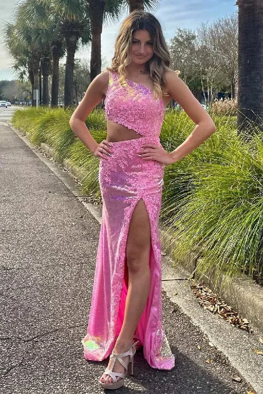 light-pink-sequin-applique-one-shoulder-cutout-long-prom-dress-with-slit