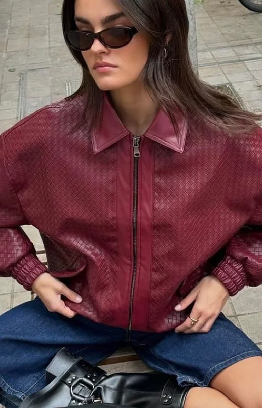 Lioness Kenny Burgundy Bomber Jacket