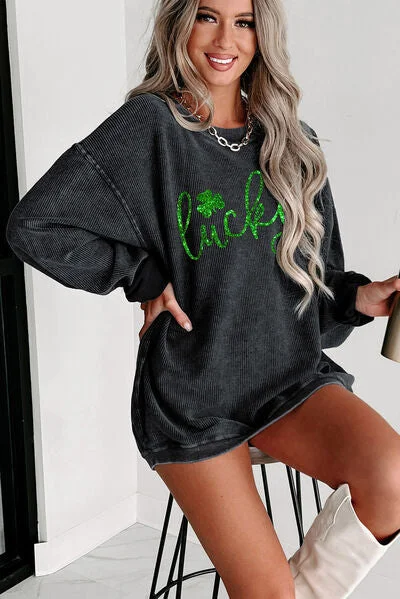 lucky-round-neck-dropped-shoulder-sweatshirt