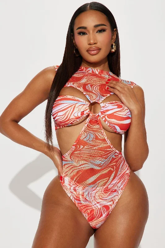 Lyla Halter 1 Piece Swimsuit  - Coral/combo