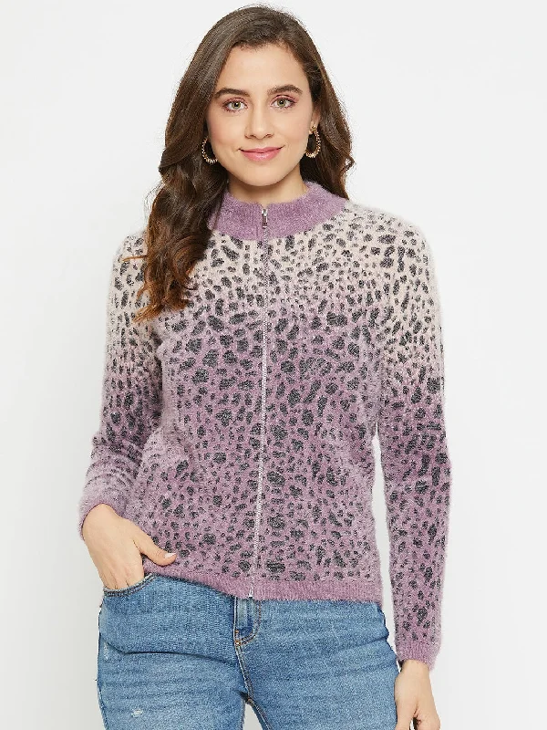 Madame Lilac Animal Print Cardigan