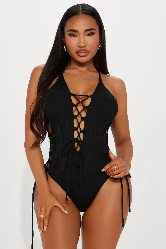 Marielle Lace-Up 1 Piece Swimsuit - Black