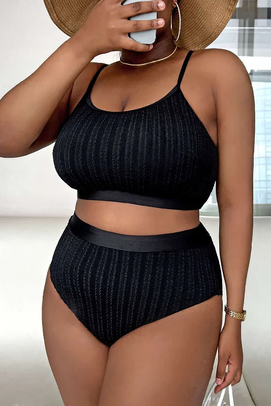 Plus Size Textured Bikini Set