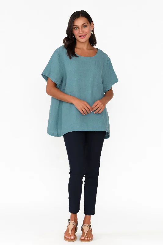 micah-teal-linen-scoop-neck-top