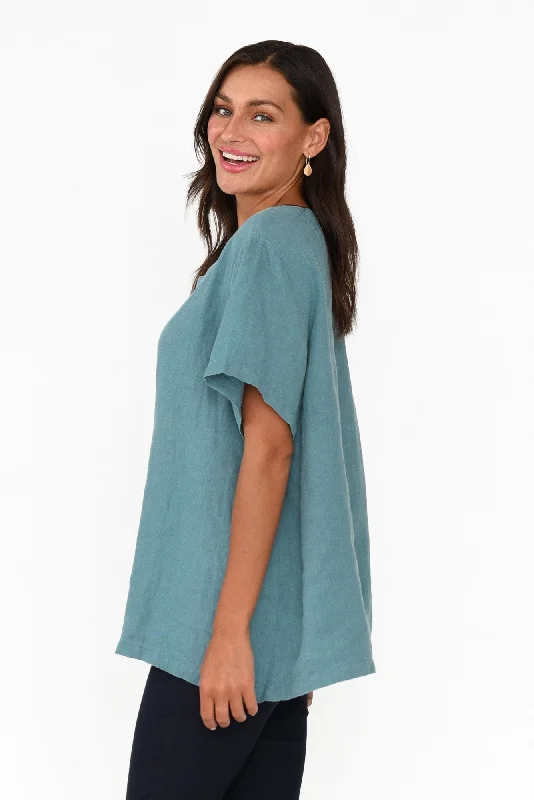 micah-teal-linen-scoop-neck-top