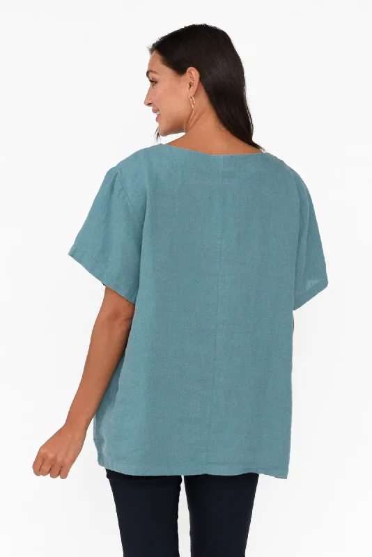 micah-teal-linen-scoop-neck-top