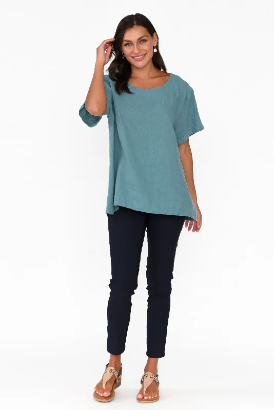 micah-teal-linen-scoop-neck-top