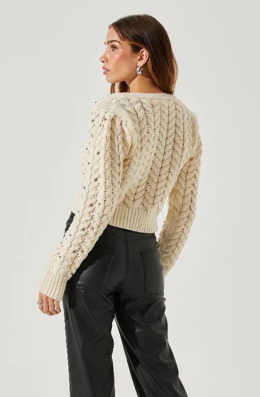 mien-embellished-cable-knit-cardigan