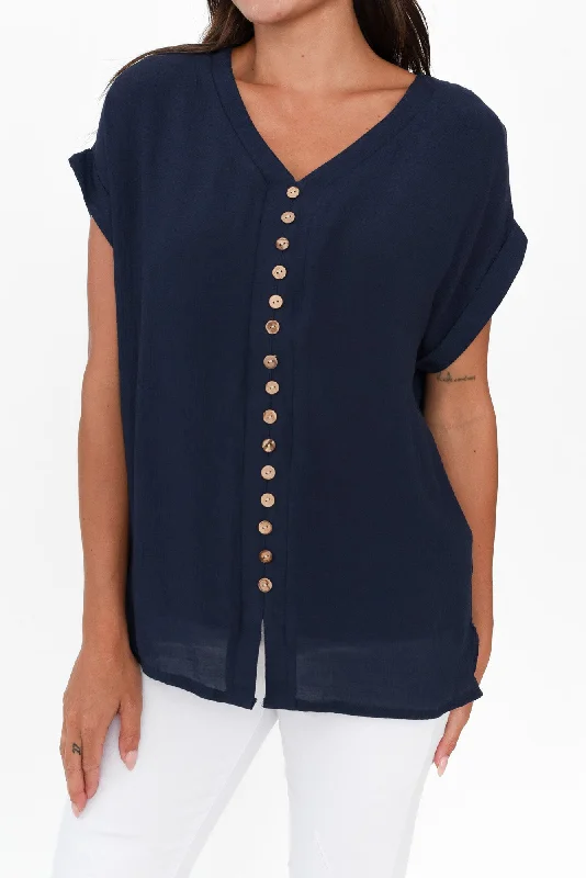 miray-navy-cotton-blend-button-top