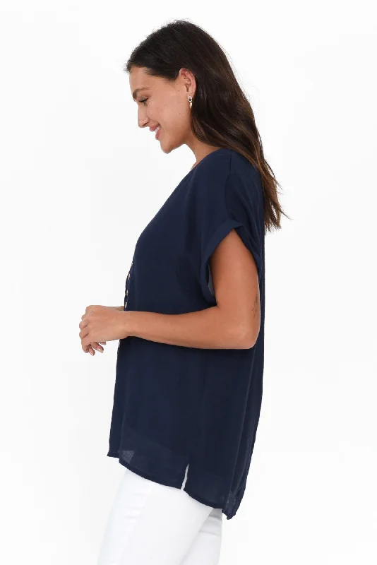 miray-navy-cotton-blend-button-top