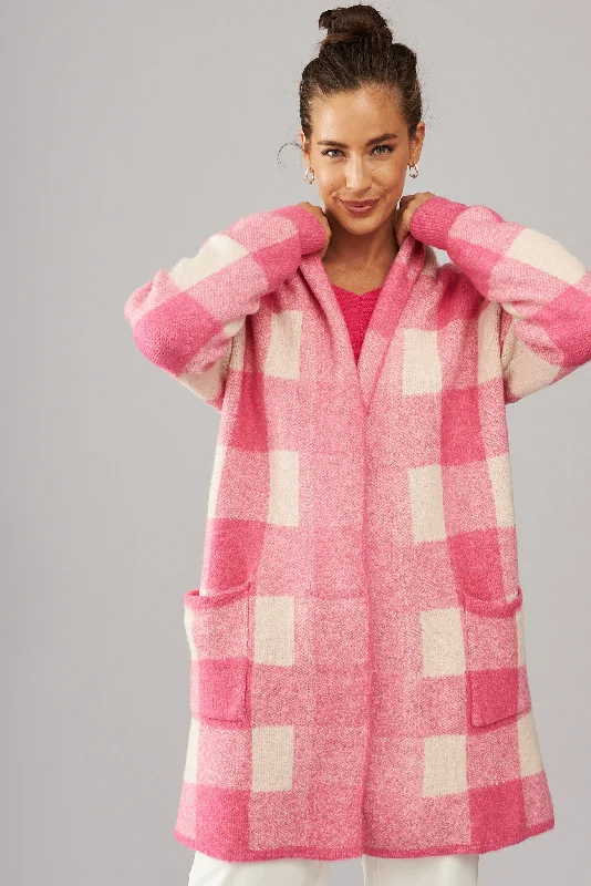 morden-knit-cardigan-in-pink-gingham-wool-blend