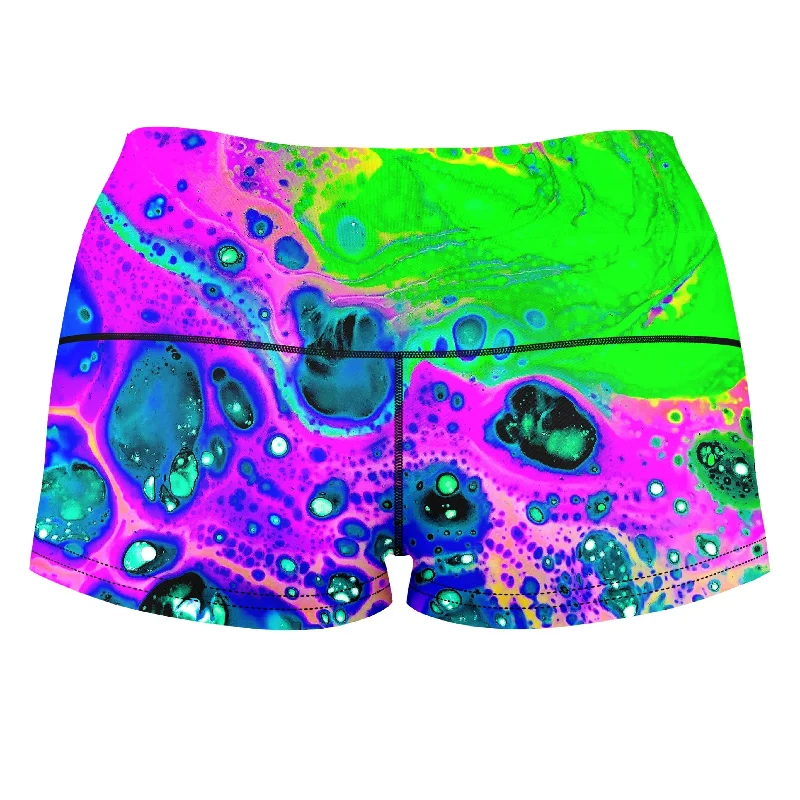 neon-drip-high-waisted-womens-shorts