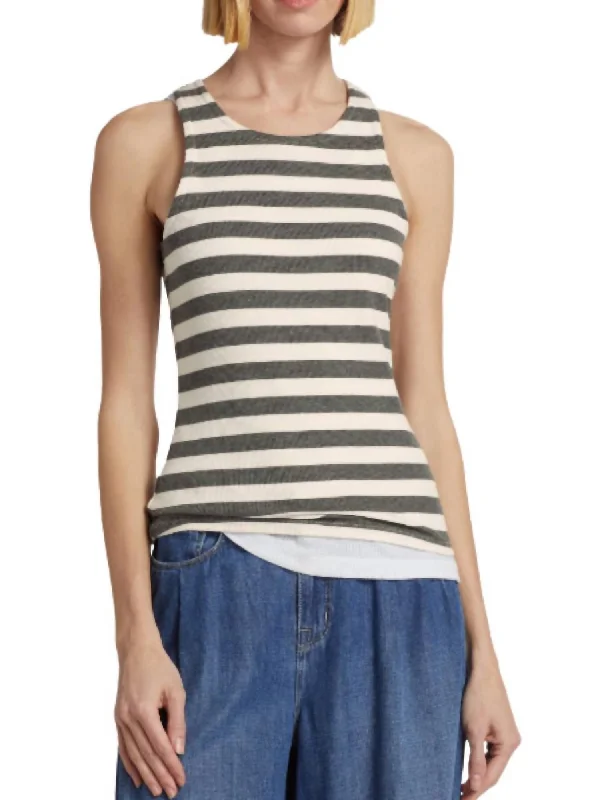 Nia Striped Racerback Tank In Marengo,white