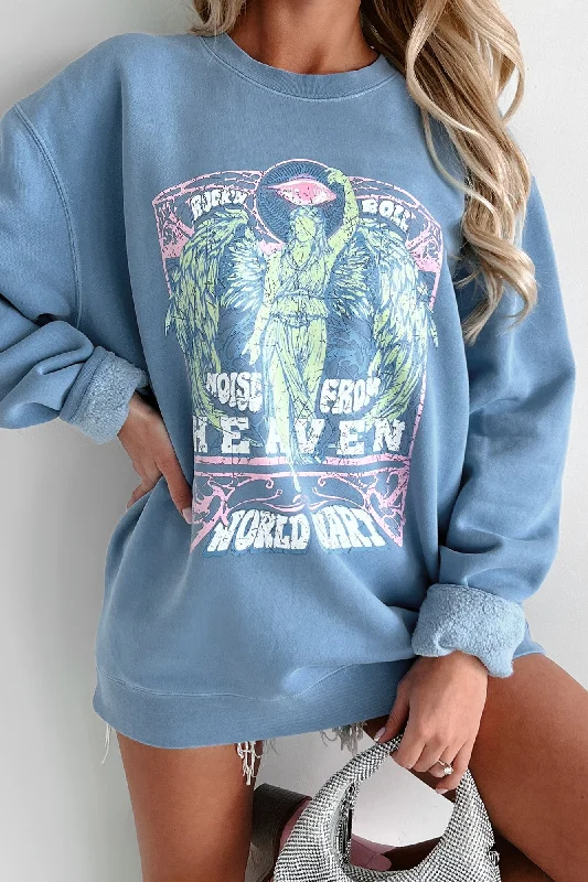 ""Noise From Heaven"" Graphic Crewneck (Light Blue) - Print On Demand