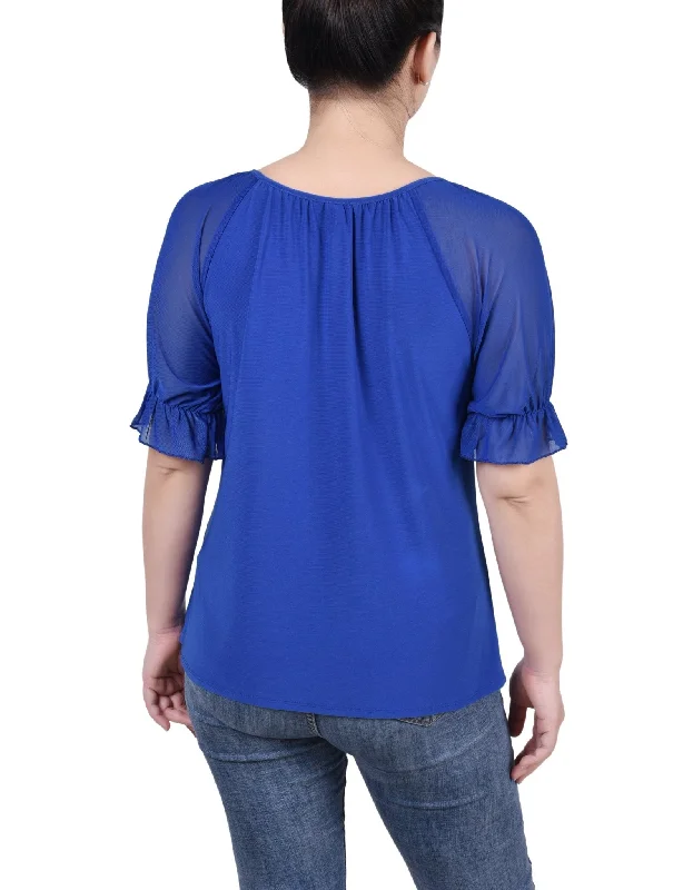 ny-collection-short-ruffle-sleeve-top-with-rhinestones-petite