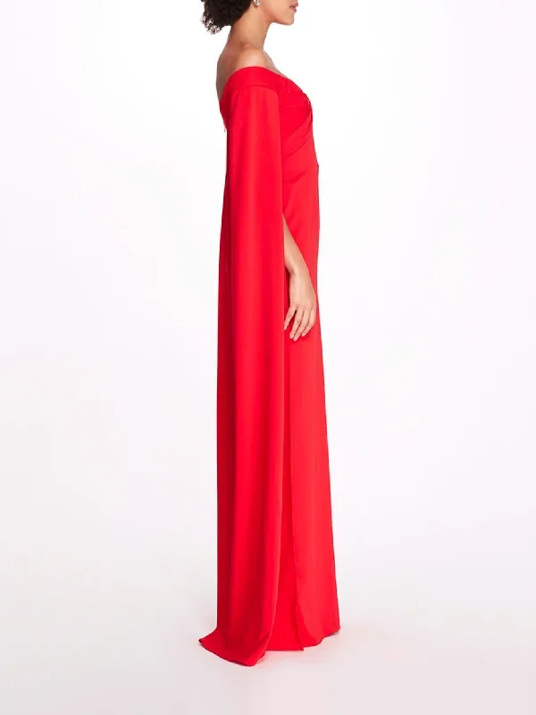 off-shoulder-caped-column-gown-true-red