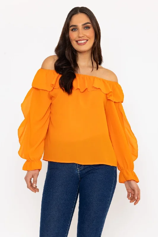 orange-bardot-frill-top