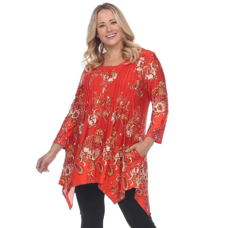 Paisley Scoop Neck Top with Pockets - Plus