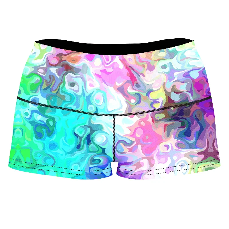 Pastel Confusion High-Waisted Women's Shorts