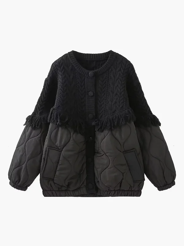 patchwork-cable-knit-quilted-coat