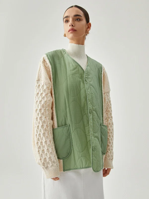 patchwork-contrast-color-crocheted-sleeve-winter-coat