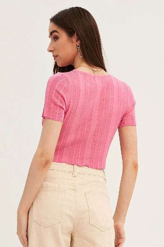 pink-short-sleeve-ruched-knit-top-kn1597-40jb