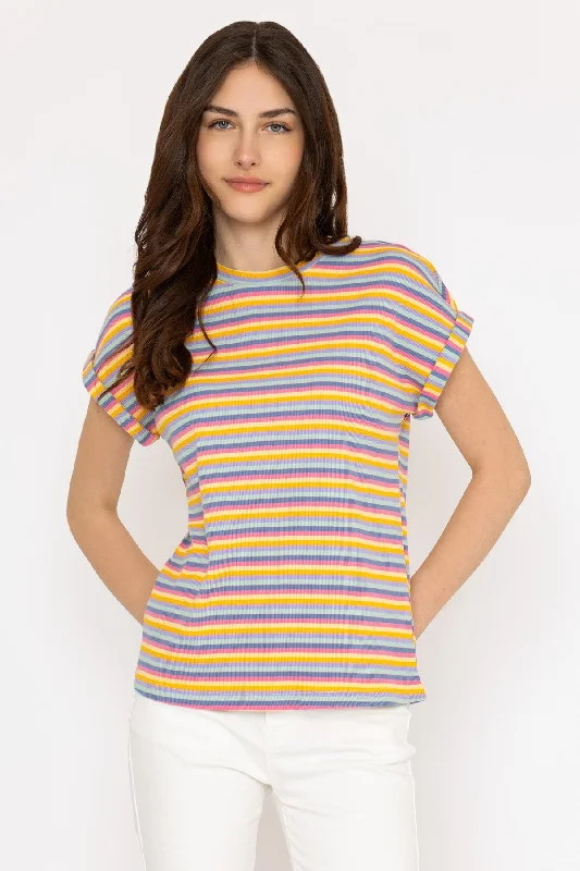 Pink Short Sleeve Wide Stripe Tee