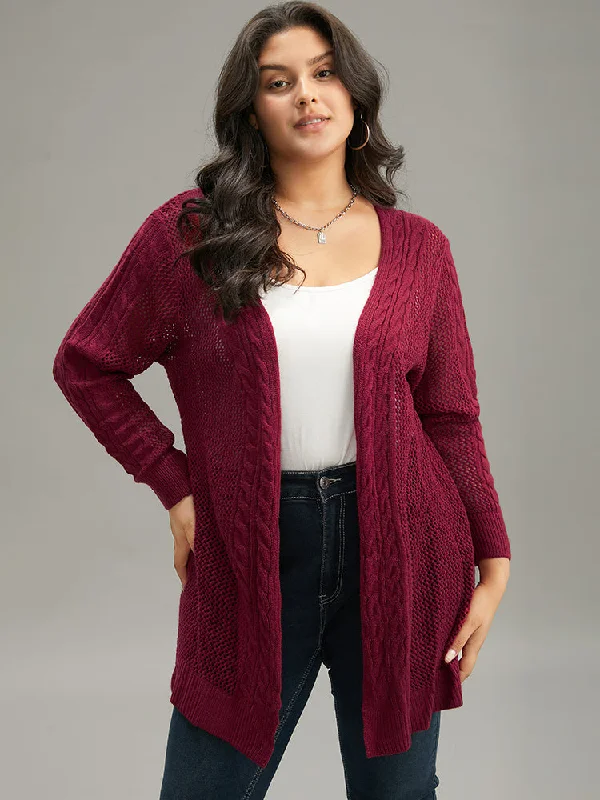 plain-cable-knit-eyelet-open-front-cardigan