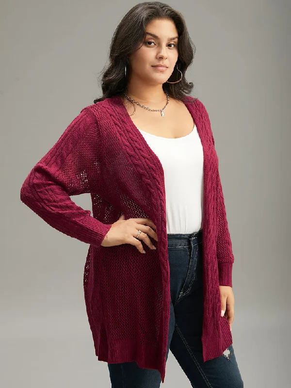 plain-cable-knit-eyelet-open-front-cardigan