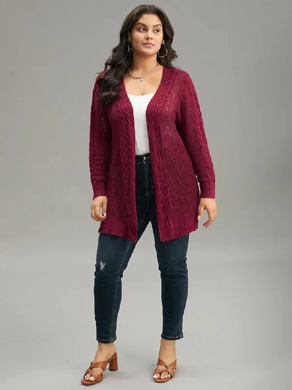 plain-cable-knit-eyelet-open-front-cardigan