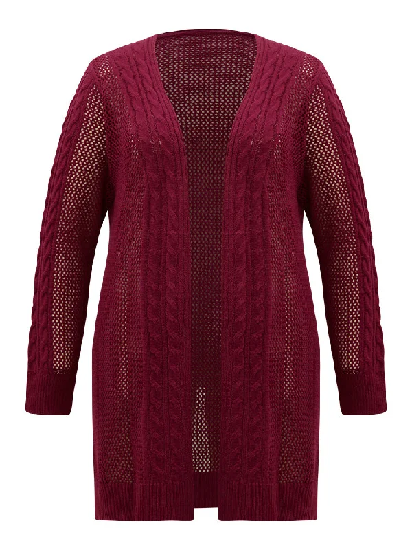 plain-cable-knit-eyelet-open-front-cardigan