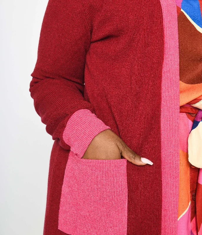 plus-long-berry-pink-contrast-open-long-cardigan