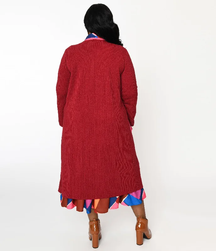 plus-long-berry-pink-contrast-open-long-cardigan