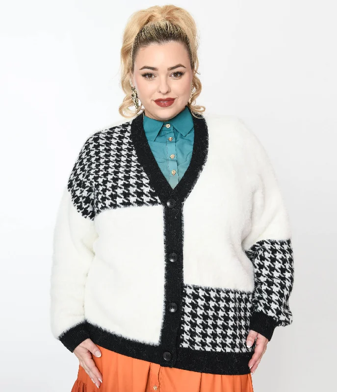 plus-size-black-houndstooth-white-color-block-fuzzy-cardigan