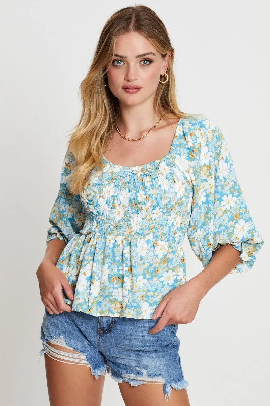 print-smock-top-short-sleeve-wc1538-34pb