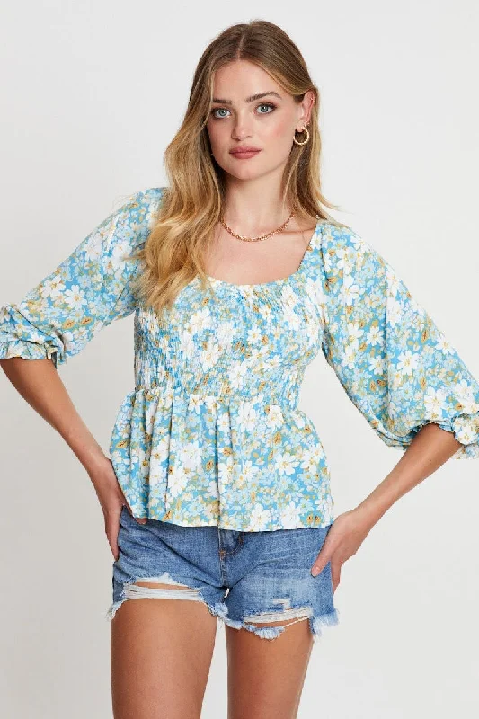 print-smock-top-short-sleeve-wc1538-34pb