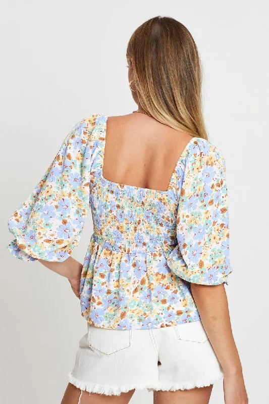 print-smock-top-short-sleeve-wc1538a-34pb